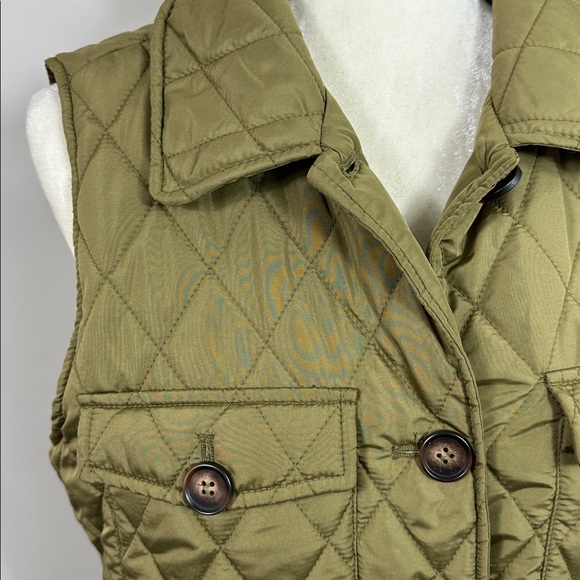 Marc New York Andrew Marc Quilted Olive Green Button Up Long Vest Medium - Picture 6 of 10